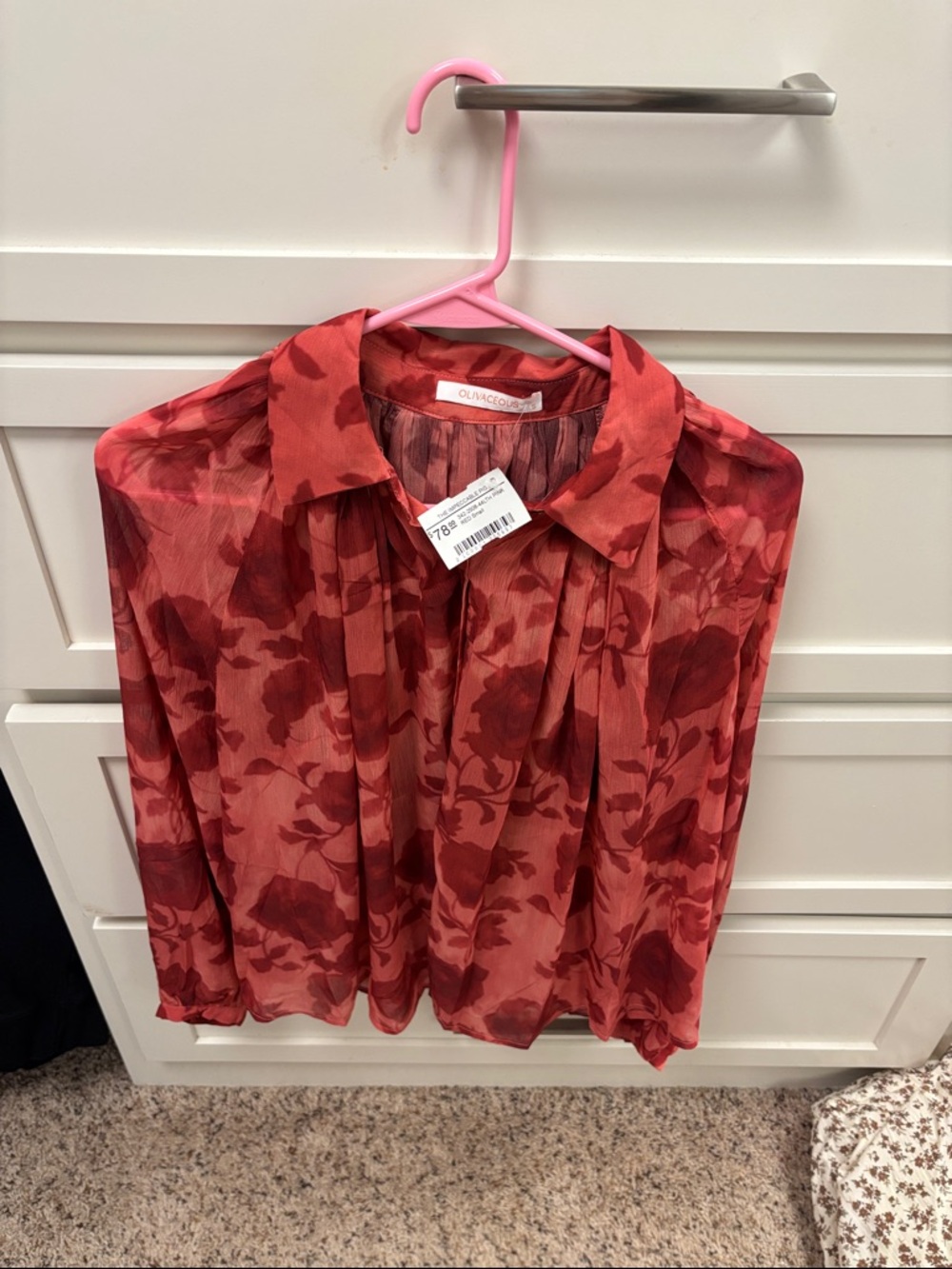 Button-Front Blouse in Red - Picture 5 of 5